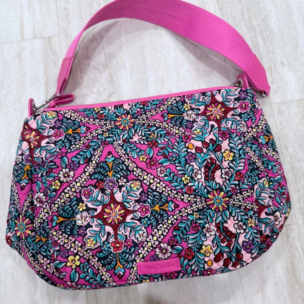 Vera Bradley Pink Floral Quilted Cotton Shoulder Bag Crossbody Handbag NWOT